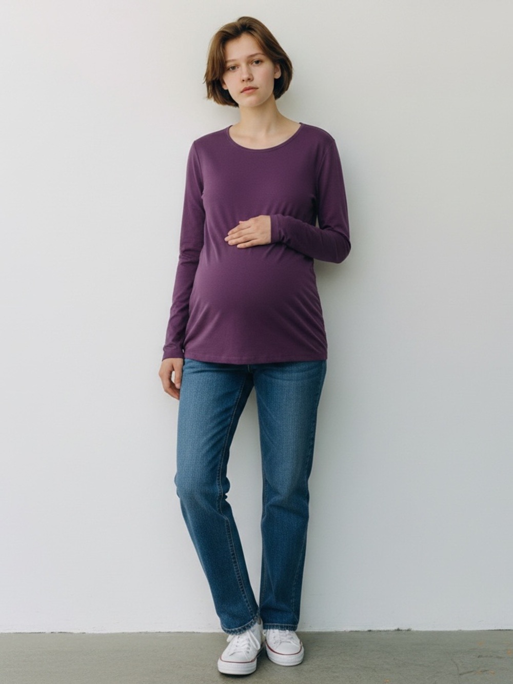 Maternity GAP M Purple Long-Sleeve Top